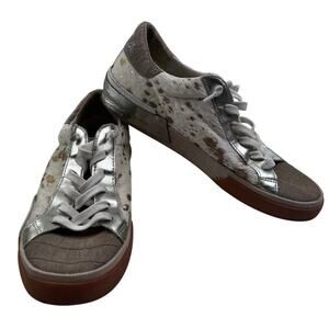 Dolce Vita Zina Calf Hair Neutral Silver Gold Metallic Sneakers Women's Size 8